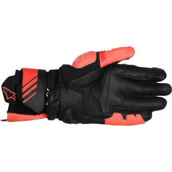 GP Plus R V3 Leather Gloves - Bright Red/Fluo Red/Black