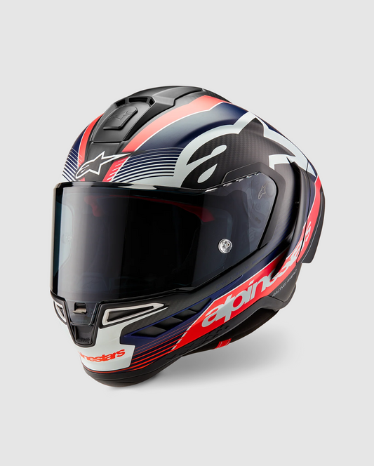Supertech R10 Helmet - Team - Matte Black/Carbon Red Fluo/Blue